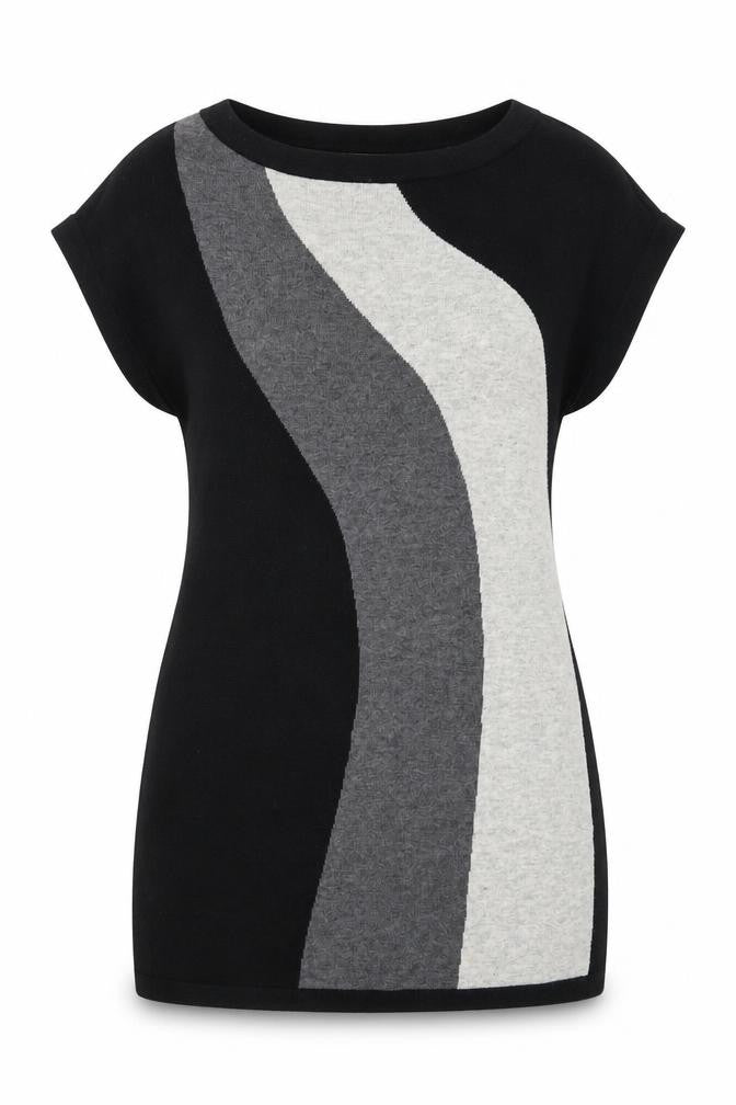 Front view of Wallis Women's Black Tunic Jumper, size M, Casual Knit
