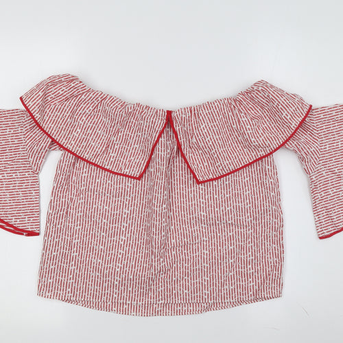 Zara Women Red Stripe Off Shoulder Blouse Size 6