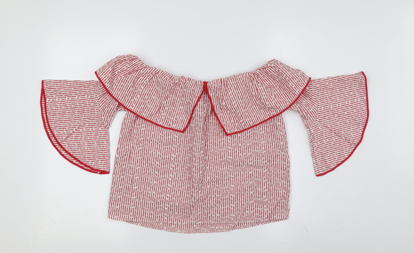 Zara Women Red Stripe Off Shoulder Blouse Size 6
