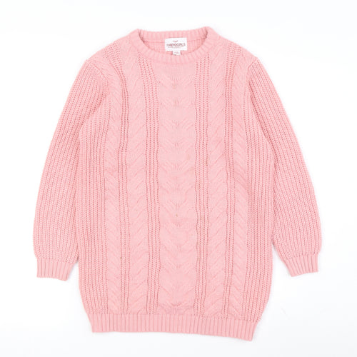 Threadgirls Pink Cable-Knit Pullover Jumper for Teens