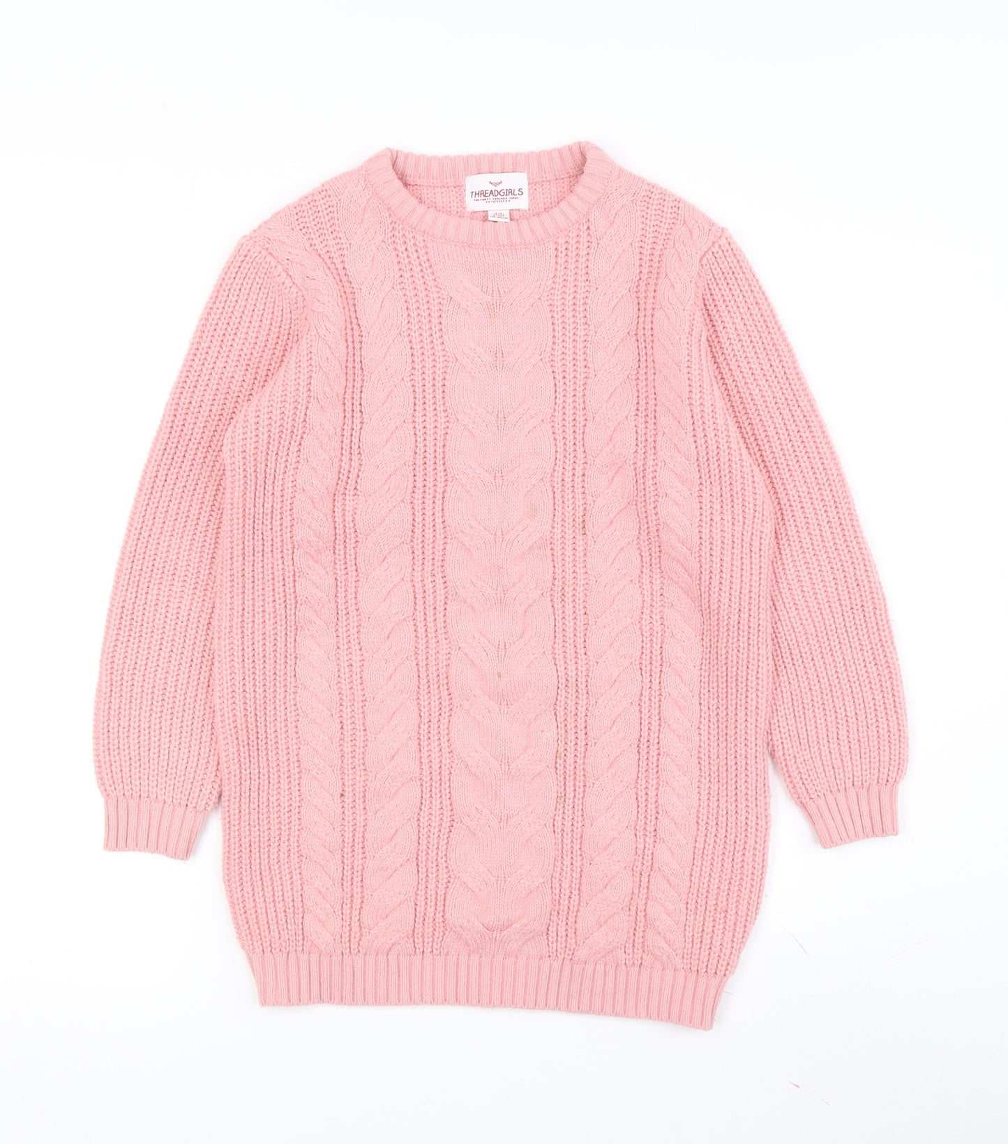 Threadgirls Pink Cable-Knit Pullover Jumper for Teens