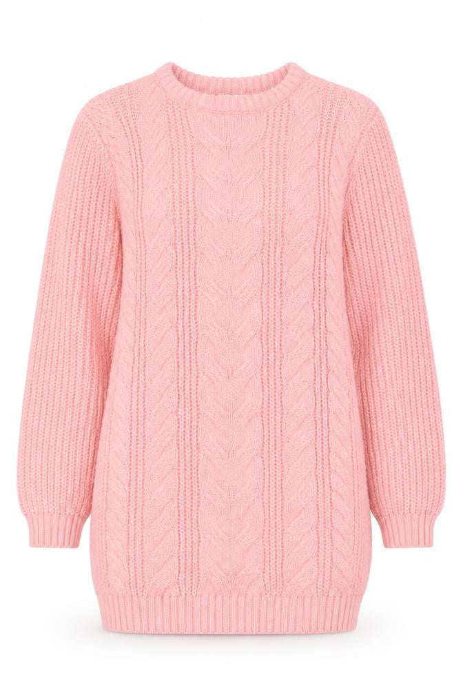 Front view of Threadgirls Pink Cable-Knit jumper for Teens