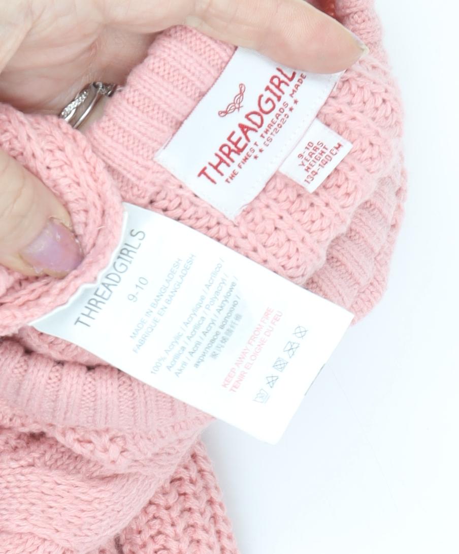 Threadgirls Pink Cable-Knit Pullover Jumper for Teens