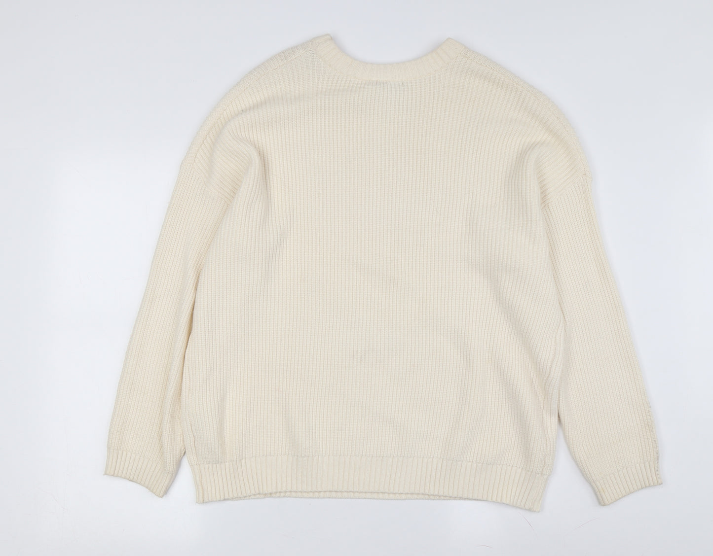 Stradivarius Women's Ivory Wool Pullover Jumper S