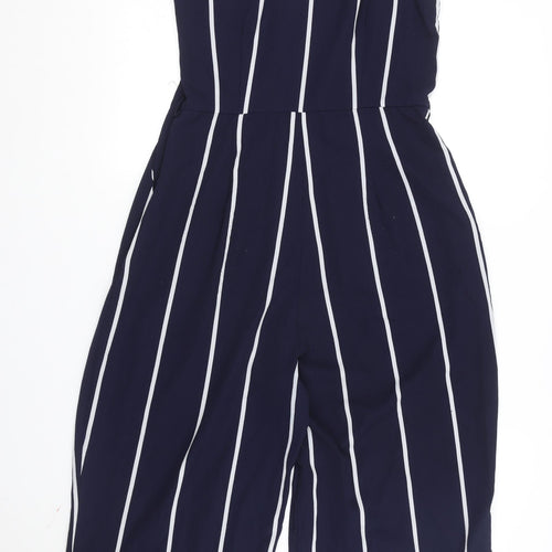 A/X Women's Blue Striped Jumpsuit, Size 12, V-Neck, Casual
