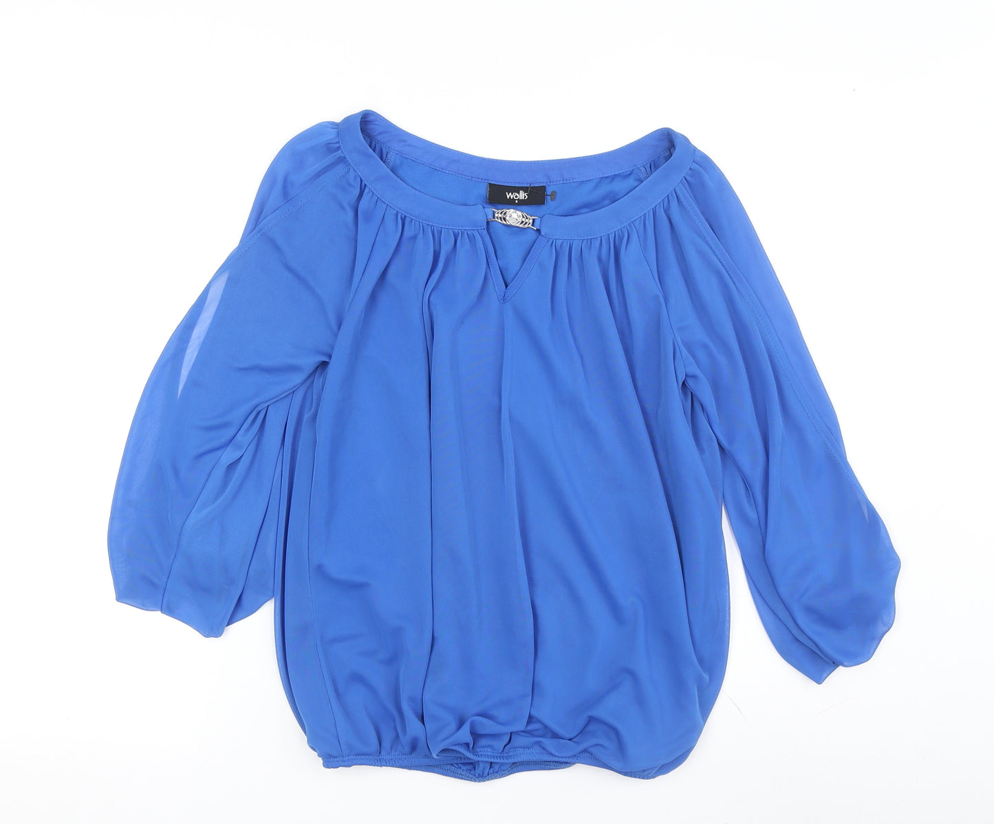 Wallis Women's Blue Blouse 3/4 Sleeve, Size S