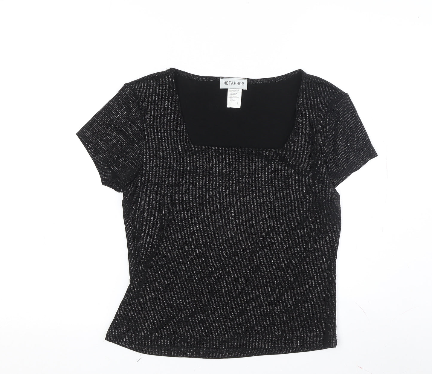 Metaphor Women's Black Square Neck T-Shirt Medium