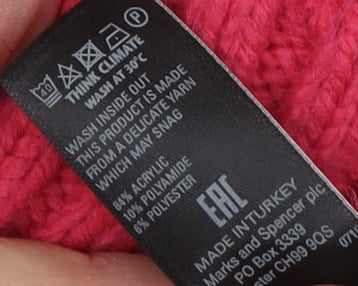 Marks and Spencer Women's Pink Cable-Knit Jumper - M