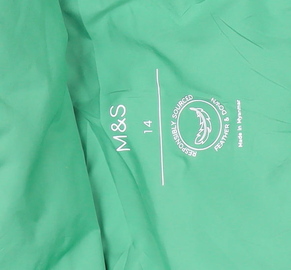 Marks and Spencer Women's Green Puffer Jacket Size 14
