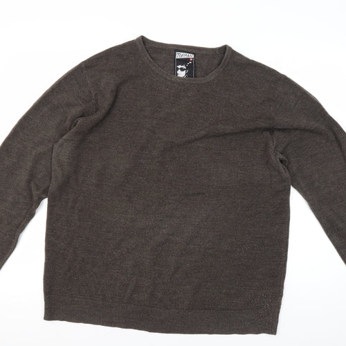 Topman Men's XL Brown Crew Neck Pullover Jumper