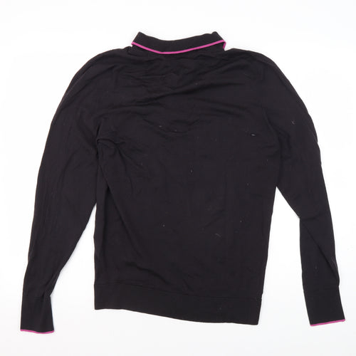John Smedley Black Wool Men's Long Sleeve Polo