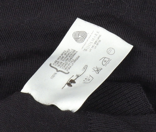 John Smedley Black Wool Men's Long Sleeve Polo