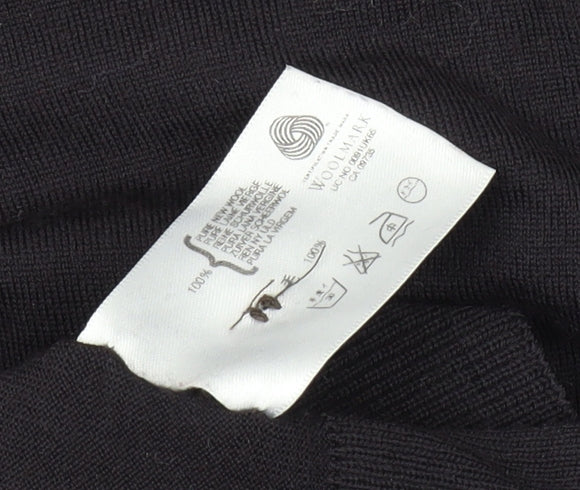 John Smedley Black Wool Men's Long Sleeve Polo