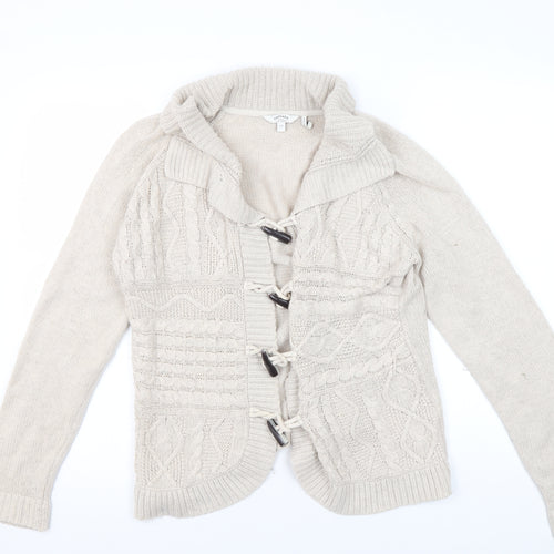 FatFace Women's Beige Cardigan, Size 12, Cable-Knit