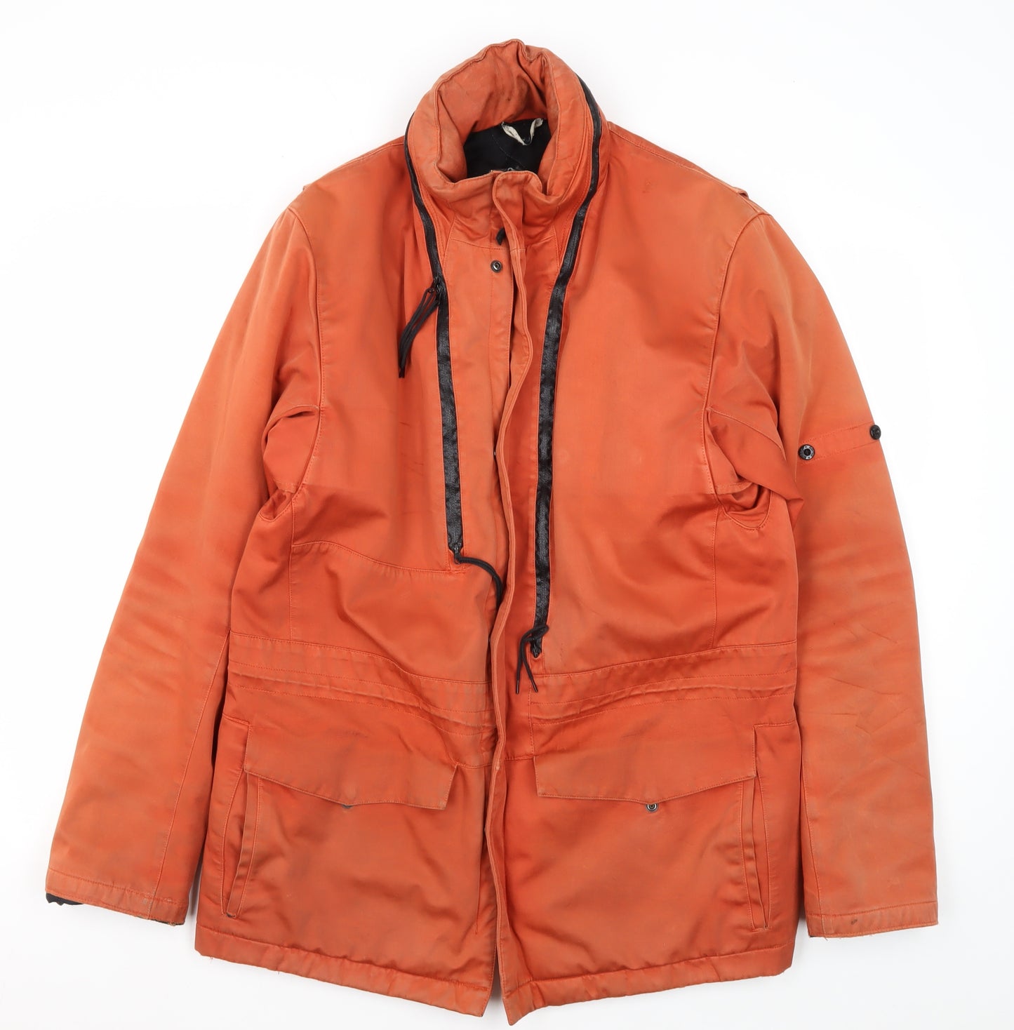Stone Island Men's Orange Hooded Windbreaker Jacket L