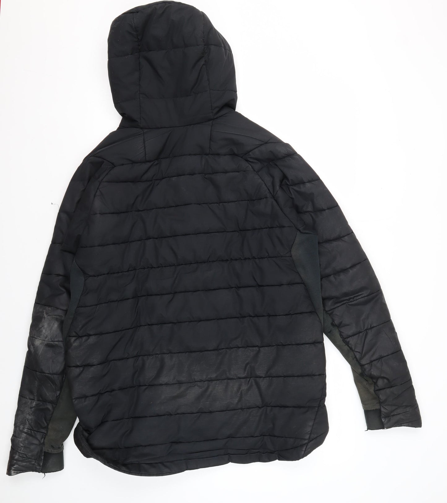 Nike Men's Black Puffer Jacket L Hooded Quilted