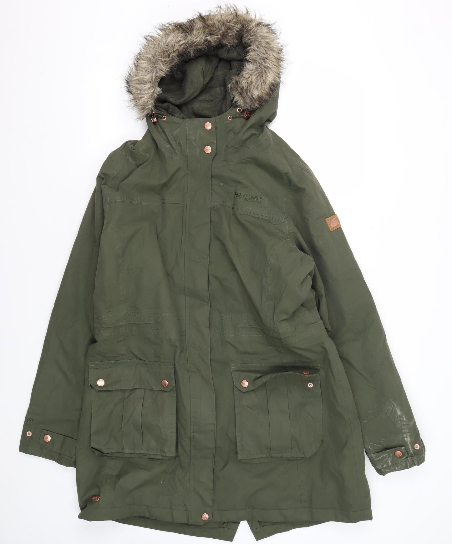 Regatta Women's Green Parka Coat, Size 14, Winter Warm