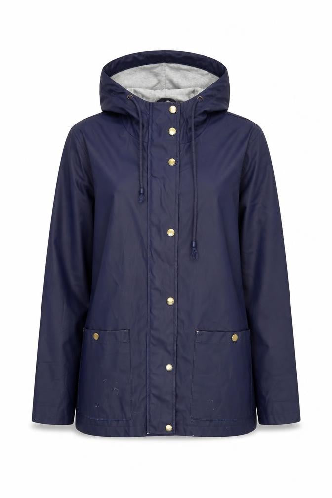 Front view of Firetrap Women's Blue Hooded Rain Coat Jacket, size 10
