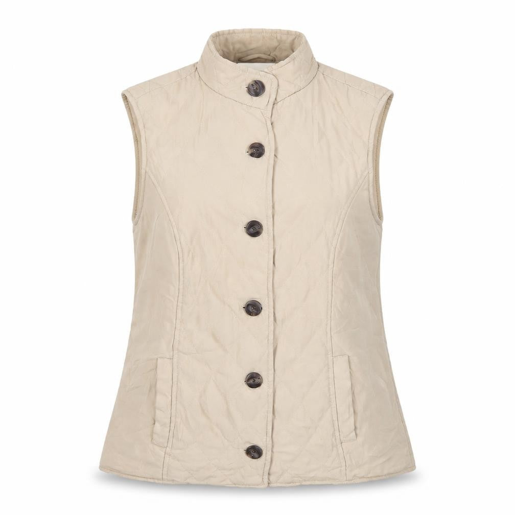 Front view of EWN Women's Beige Quilted Waistcoat, size S