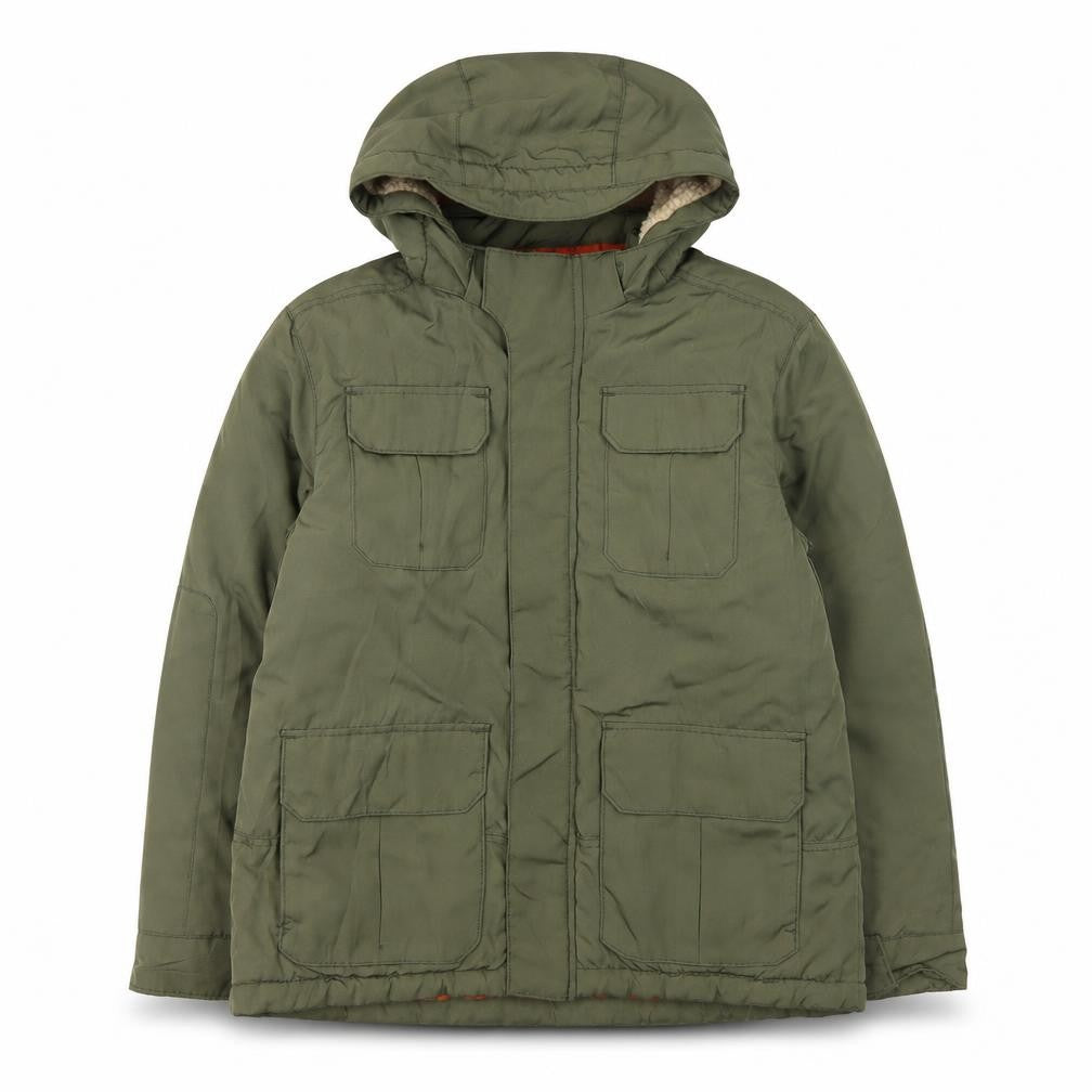 H&M Boys Green Mid-Length Parka Jacket 11 Years Hooded