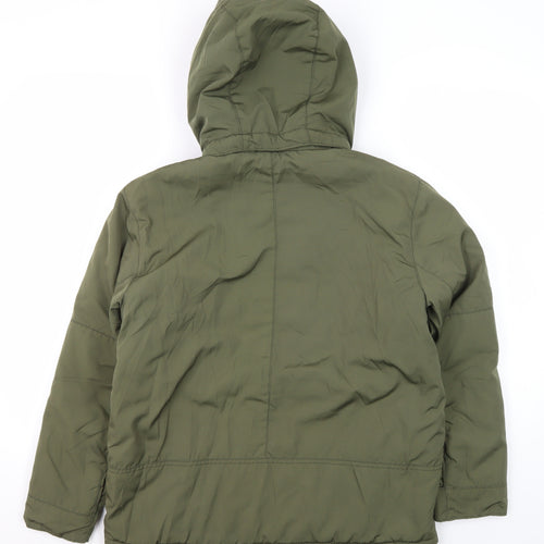 H&M Boys Green Mid-Length Parka Jacket 11 Years Hooded