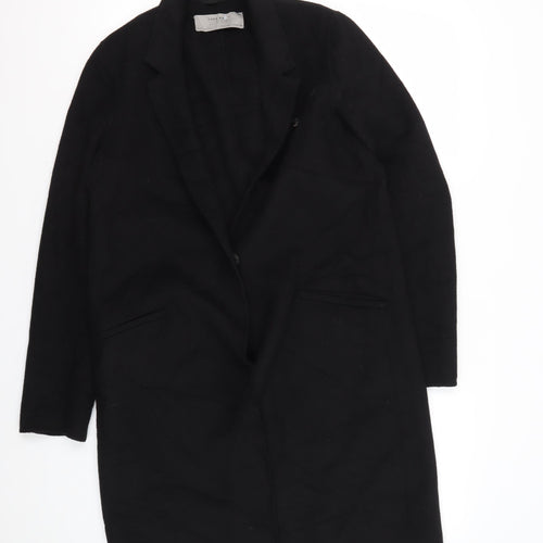 Zara Women's Black Wool Overcoat, S, Lined, Excellent
