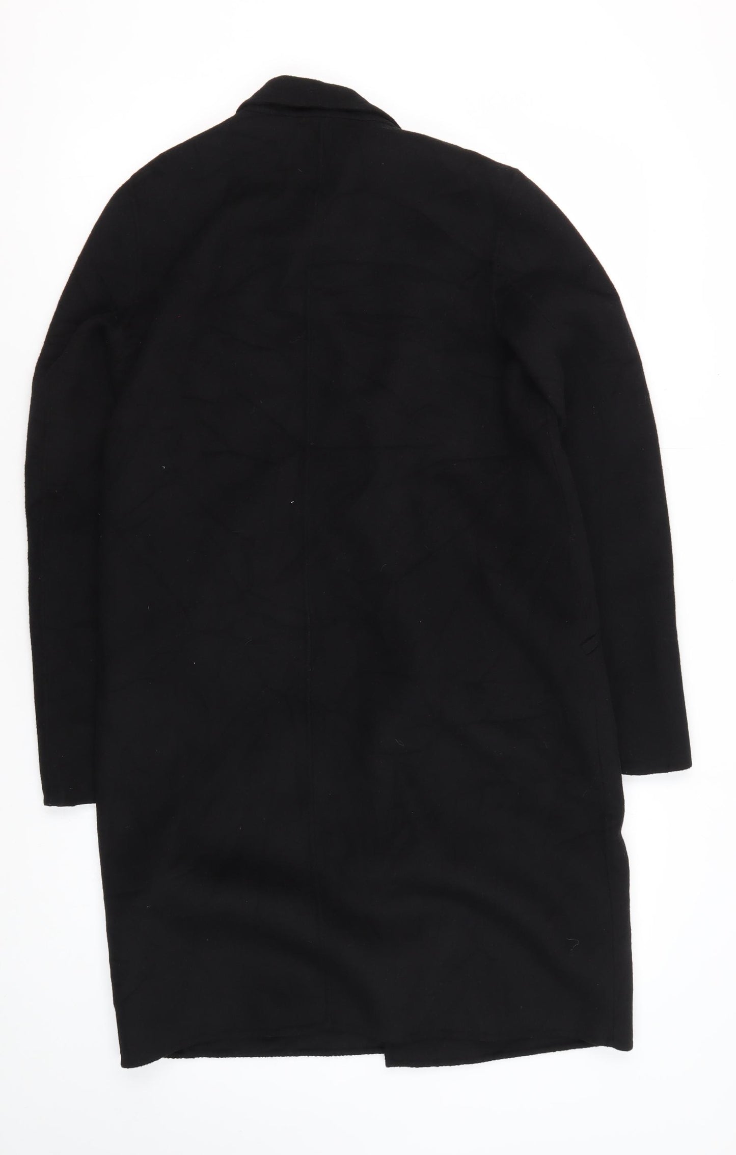 Zara Women's Black Wool Overcoat, S, Lined, Excellent