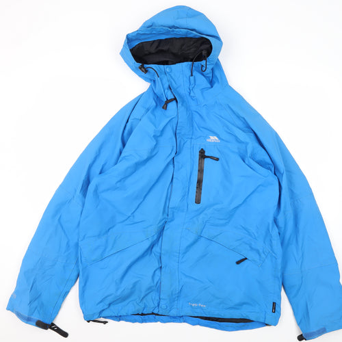 Trespass Men's Blue Rain Jacket M Hooded Waterproof