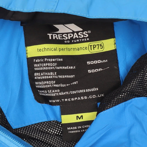 Trespass Men's Blue Rain Jacket M Hooded Waterproof
