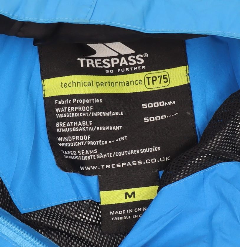 Trespass Men's Blue Rain Jacket M Hooded Waterproof