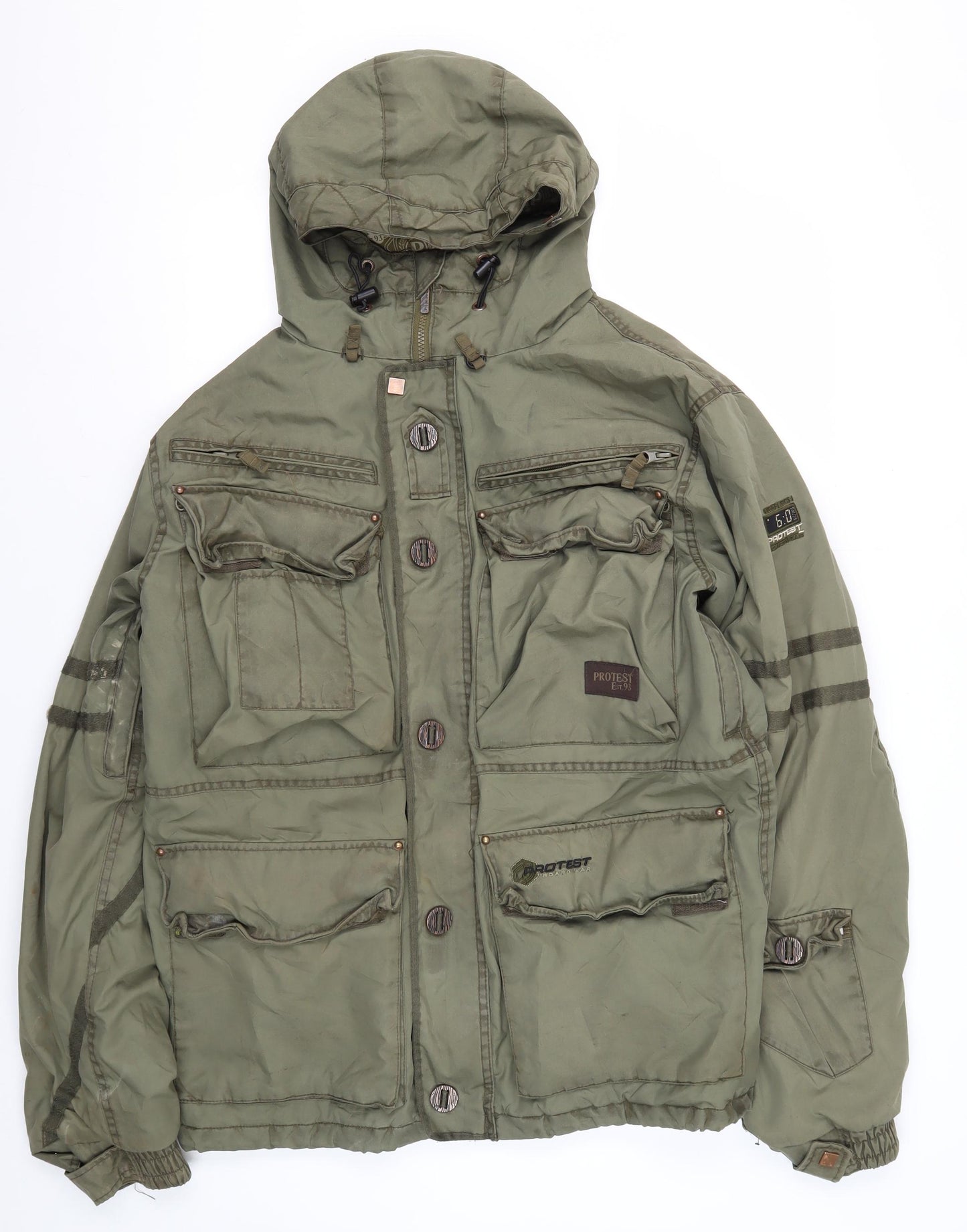 Protest Men's Green Military Jacket - Size L