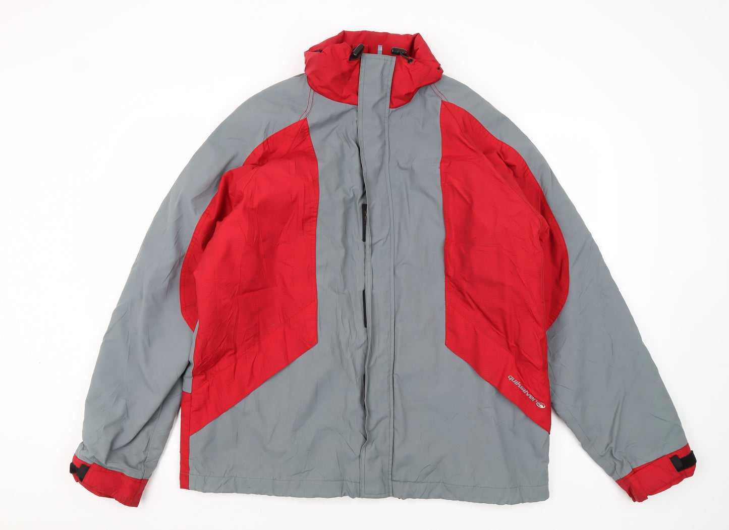 Quiksilver Men's Grey & Red Windbreaker Jacket M