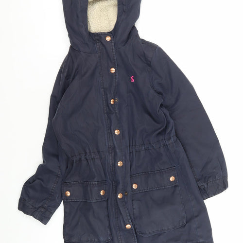 Joules Girls Blue Parka Coat Hooded 10 Years