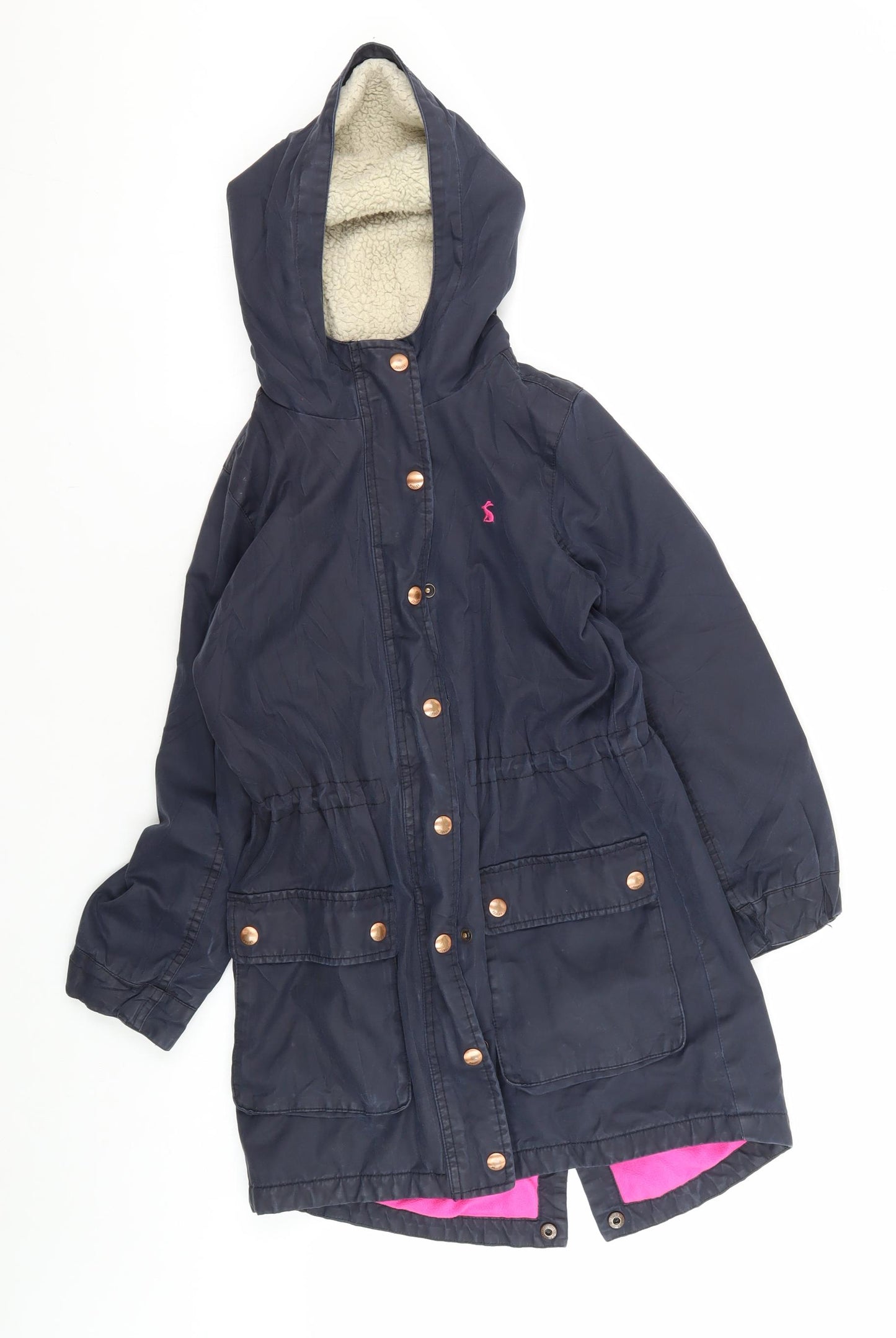 Joules Girls Blue Parka Coat Hooded 10 Years