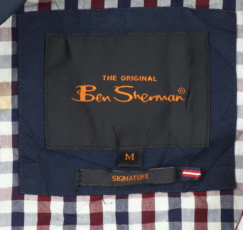 Ben Sherman Men's Blue Bomber Jacket, Size M, Classic Casual