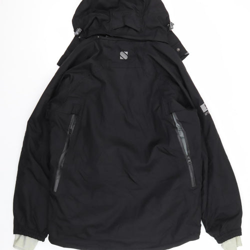 Shredz Men's Black Hooded Waterproof Windbreaker Jacket S