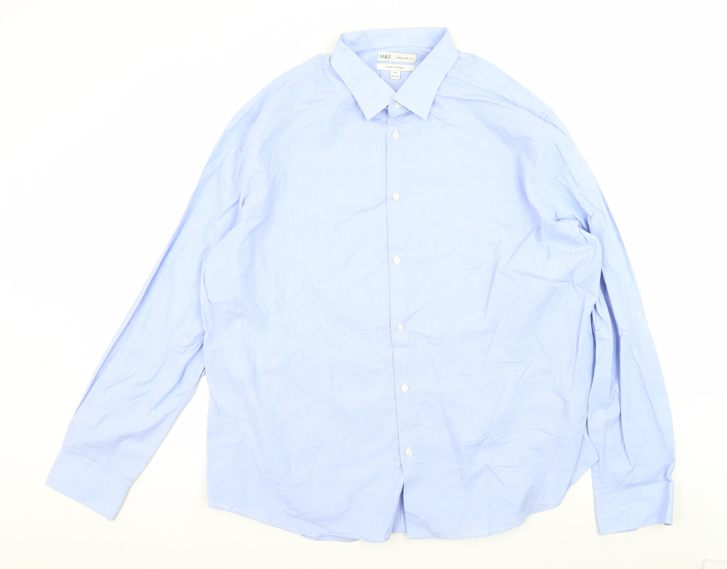 Marks and Spencer Men's Blue Regular Fit Shirt