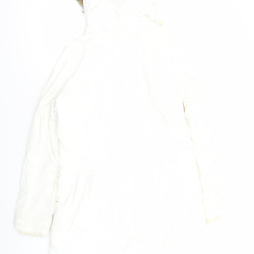 EDC by Esprit Women's White M Parka Coat, Winter Long Hooded