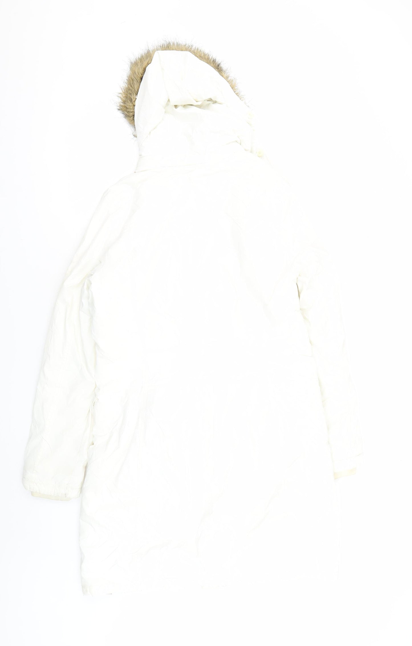 EDC by Esprit Women's White M Parka Coat, Winter Long Hooded