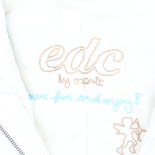 EDC by Esprit Women's White M Parka Coat, Winter Long Hooded