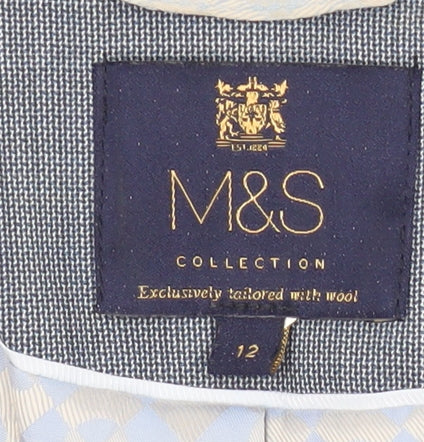 Marks and Spencer Women's Blue Check Blazer Size 12