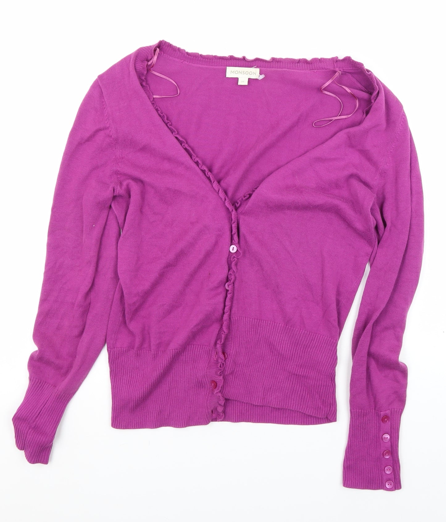 Monsoon Women's Pink Cardigan M V-Neck Long Sleeve