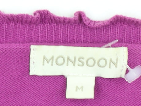 Monsoon Women's Pink Cardigan M V-Neck Long Sleeve