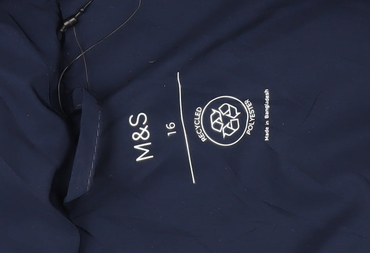 Marks and Spencer Women's Navy Puffer Jacket Size 16