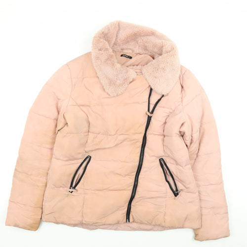 Roman Women's Pink Puffer Jacket Size 16 Winter Casual