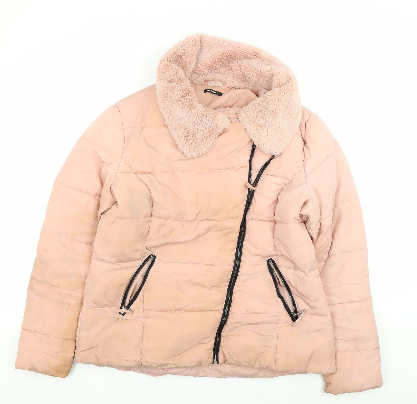 Roman Women's Pink Puffer Jacket Size 16 Winter Casual