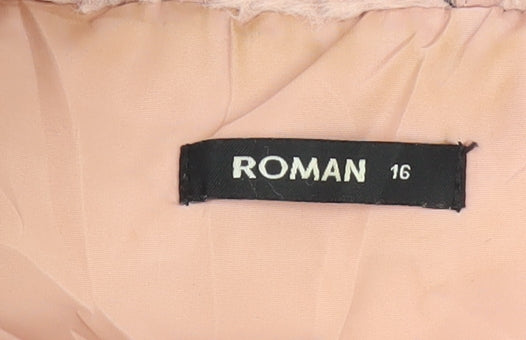 Roman Women's Pink Puffer Jacket Size 16 Winter Casual