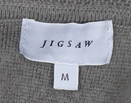 Jigsaw Women's Grey Wool Cardigan, M, High Neck