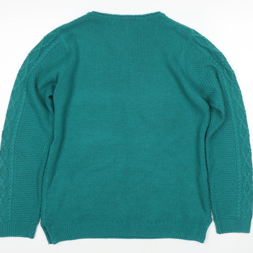 ISLE Women's Green Cable-Knit Pullover Jumper, S
