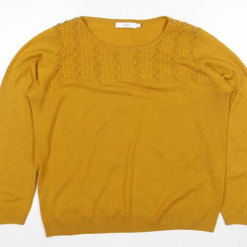 ISLE Women's Yellow Knit Pullover Jumper M Casual